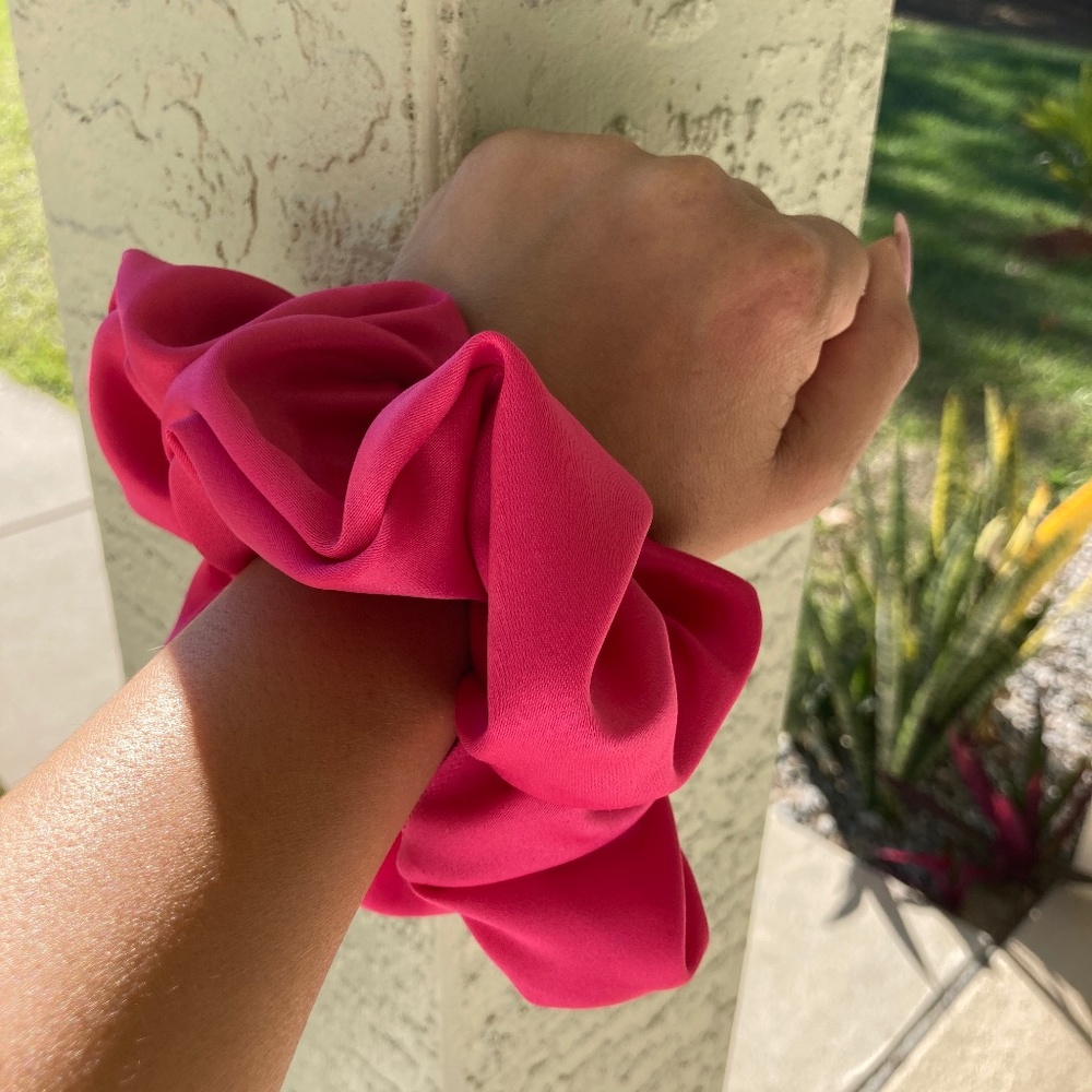 3 Handmade Fuchsia Pink Scrunchies